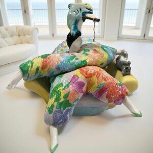 Poupee Millet French Doll Bean Bag Girl 1998 9.5" H- Artist Signed w/Fish